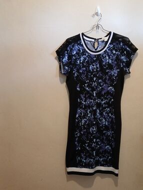 Nicki Minaj Black Dress with Purple and Blue Print